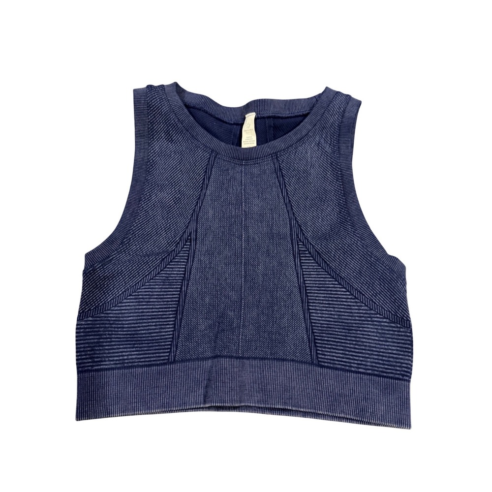 Offline by Aerie Navy Blue Seamless Ribbed High Neck Crop Tank Top Women's Small